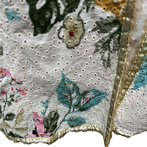 J. Jill Limited Edition Womens L Romantic, Floral Eyelet Statement Open Jacket - Picture 6 of 10